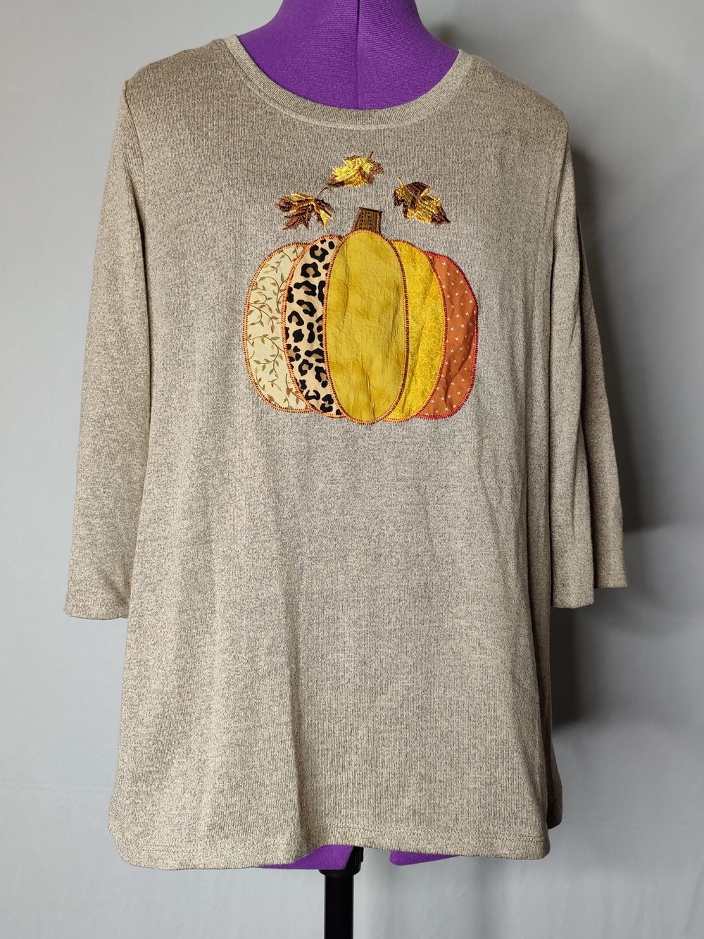 Autumn Pumpkin Appliqué Blouse - Neutral